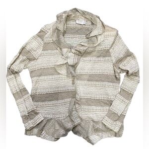 IC Collection Connie K Cardigan Ruffle Ivory Lace Button Lagenlook Boho Fairy M